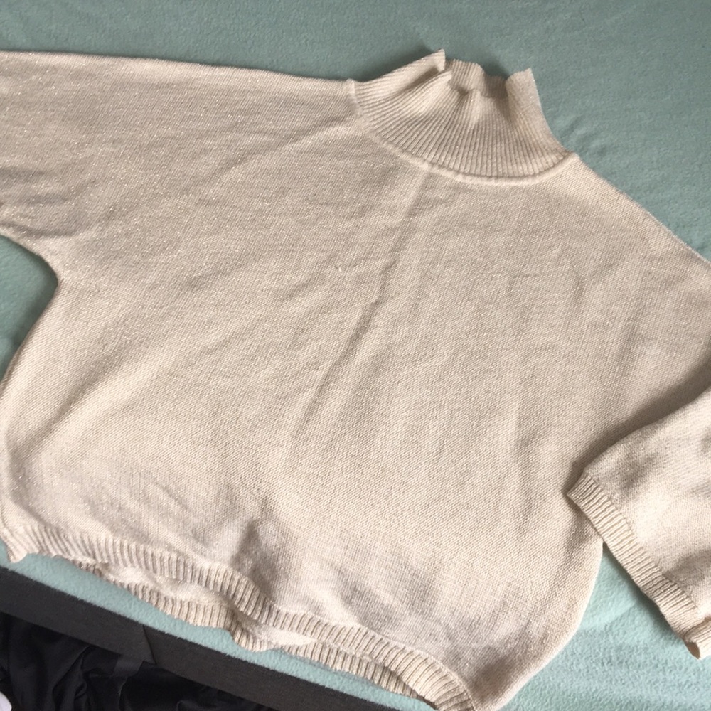 Tan sweater- gold sparkle throughout